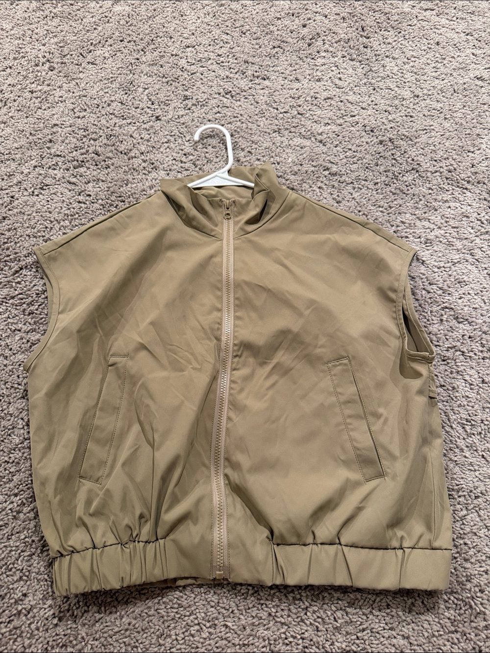 Women’s Sleeveless Zip Front Jacket Vest - Khaki